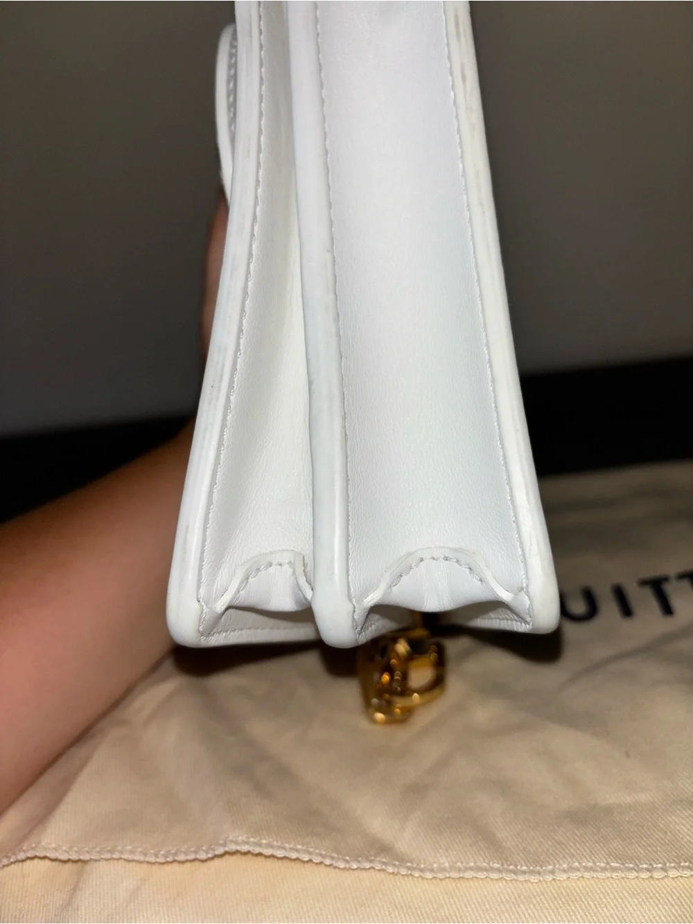 Louis Vuitton White Embossed Monogram Chain Crossbody Bag